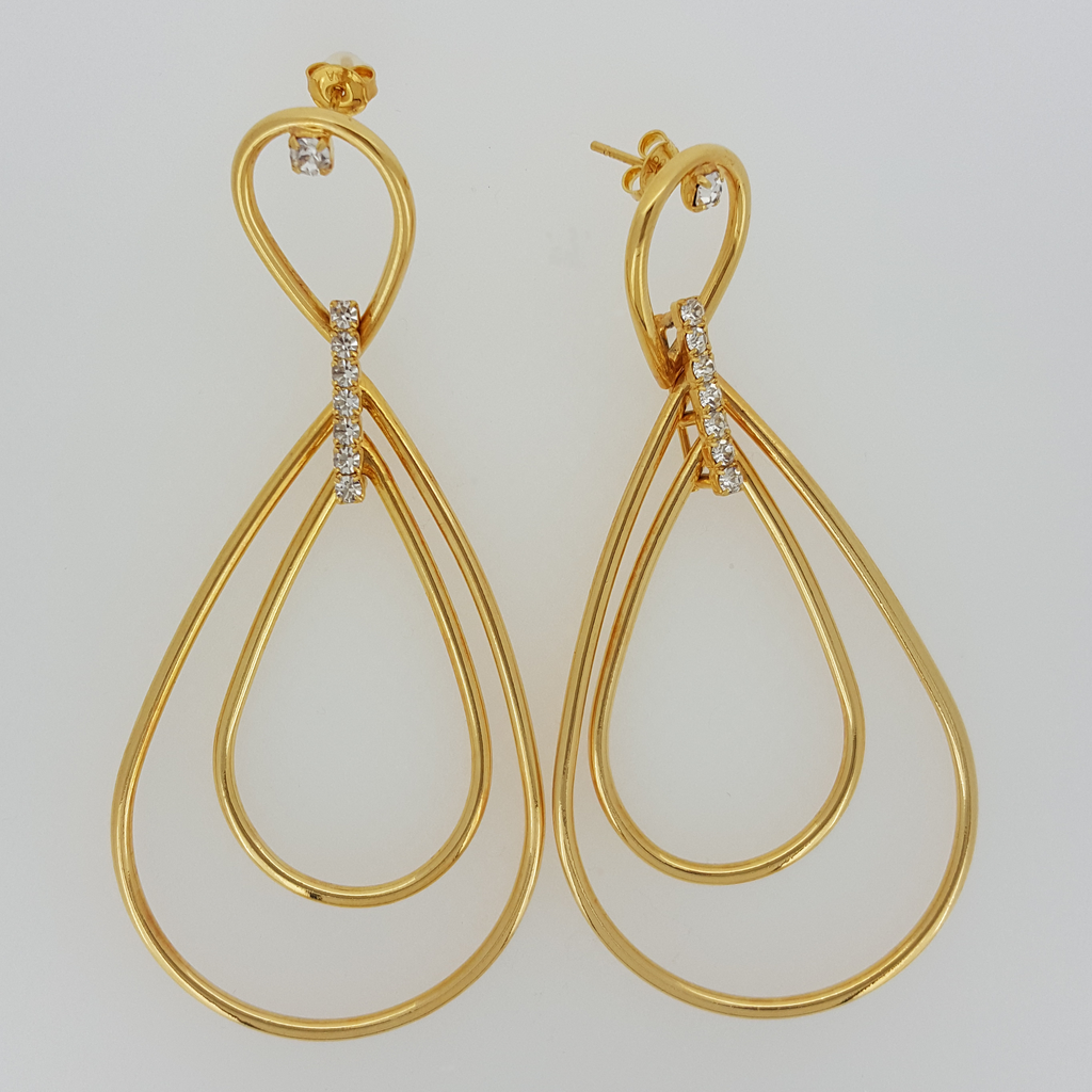 Dangle Earrings in Yellow Gold Filled with Gemstones