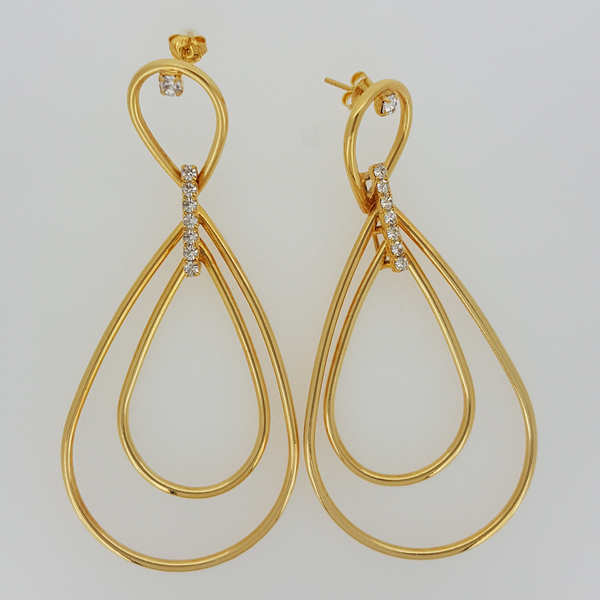 Dangle Earrings in Yellow Gold Filled with Gemstones