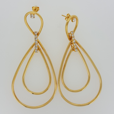 Dangle Earrings in Yellow Gold Filled with Gemstones