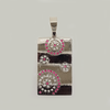 Rectangle Pendant in White Gold Filled with Gemstones