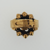 Flower Ring Aged Yellow Gold Filled With Clear Gemstones