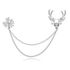 Deer Collar Pin in White Gold Filled with Gemstones