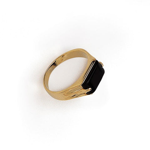 Ring in Yellow Gold Filled & Black Gemstone