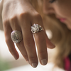 Ring White Gold Filled Flower Top with Cubic Gemstone
