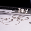 Knuckles Bangle Bracelet in Aged White Gold Filled