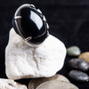 Black Ring in White Gold Filled with Onyx Gemstone