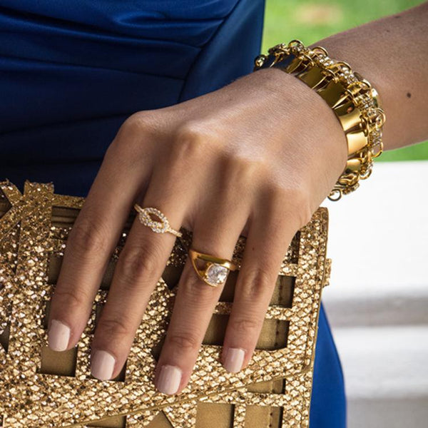 Ring in Yellow Gold Filled with Inlaid Gemstones