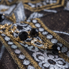Bracelet in Yellow Gold Filled with Black & Clear Gemstones