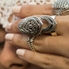 Finger Ring in Aged Gold Filled with Gemstones