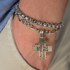 14Kt Aged White Gold Filled Cross Openwork Life Tree Pendant