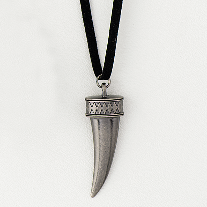 Tusk Necklace in Leather & Stainless Steel