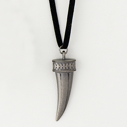 Tusk Necklace in Leather & Stainless Steel
