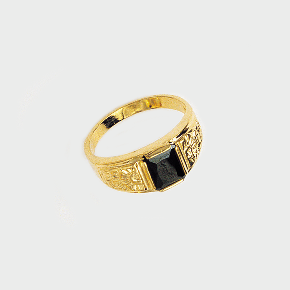 Ring in Yellow Gold Filled & Black Gemstone