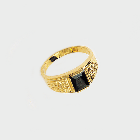 Ring in Yellow Gold Filled & Black Gemstone