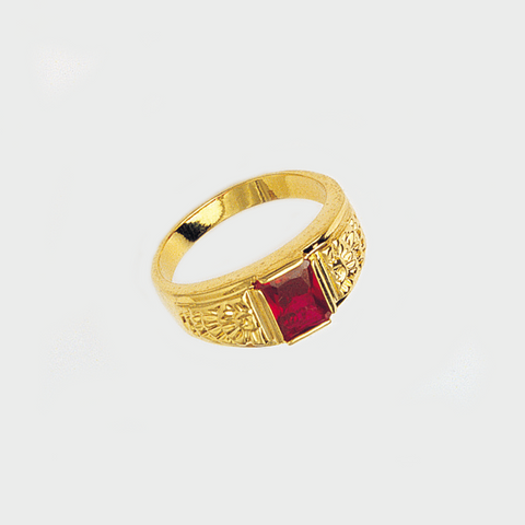 Ring in Yellow Gold Filled & Red Gemstone
