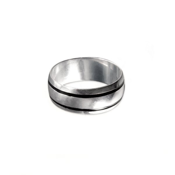 Band Ring in Silver 925 with Black Enamel