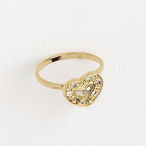 Heart Cut Out Ring in Yellow Gold Filled with Gemstones