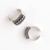 Weave Ring Sizable Clear Gemstones 14Kt Aged White Gold Filled