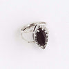 Oval Black Zircon Clear Gemstones 14Kt Aged White Gold Filled Ring