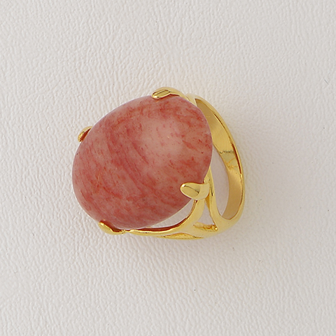 Ring in Yellow Gold Filled with Oval Amazonian Gemstone