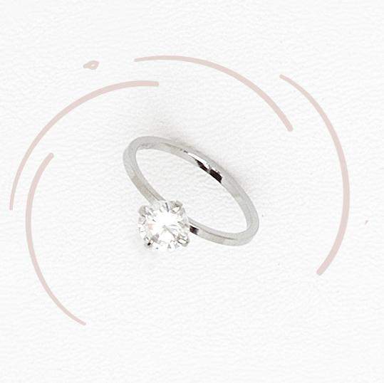 Solitaire Ring in Stainless Steel with Cubic Gemstone