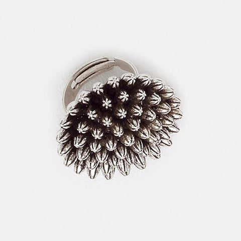 Sea Urchin Ring in Aged White Gold Filled Sizable