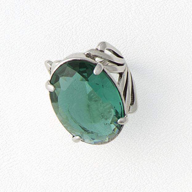 Green Ring in Aged White Gold Filled with Zircon Gemstone