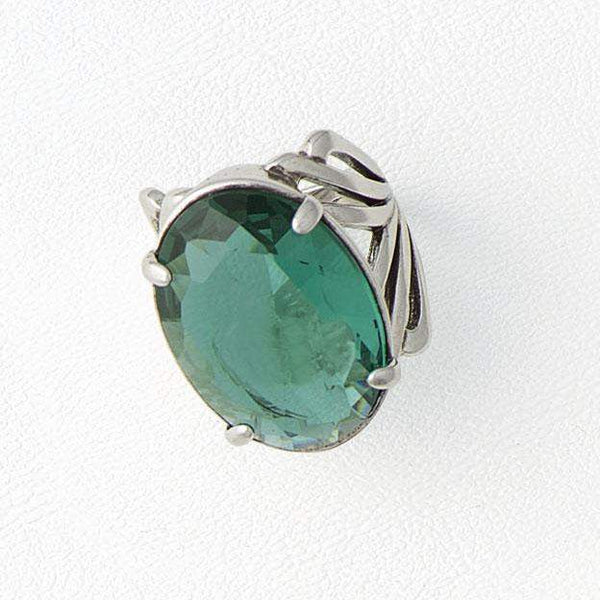 Green Ring in Aged White Gold Filled with Zircon Gemstone