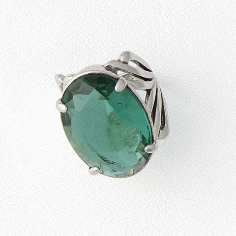 Green Ring in Aged White Gold Filled with Zircon Gemstone