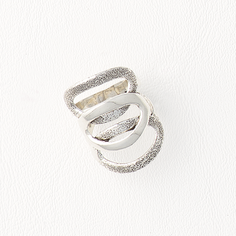 Ovals Ring in Aged White Gold Filled