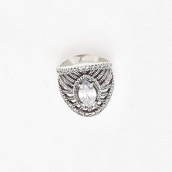 Ring in Aged White Gold Filled with Cubic Gemstones