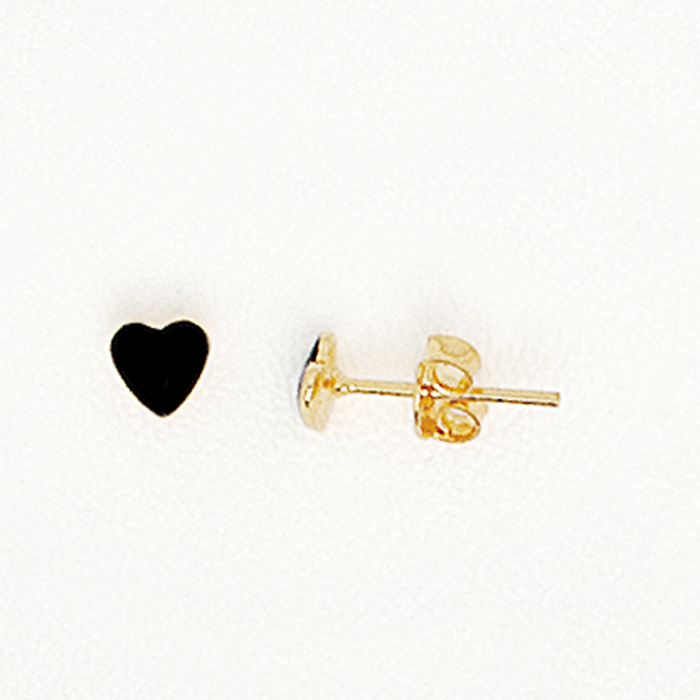 Black Heart Earrings in Yellow Gold Filled