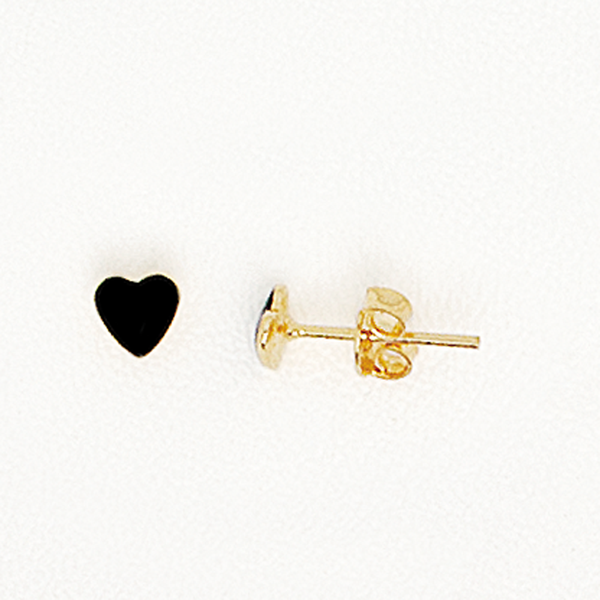 Black Heart Earrings in Yellow Gold Filled