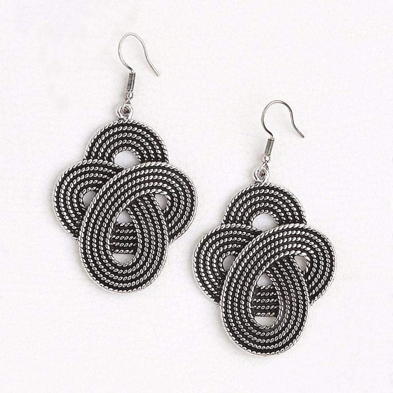 Arabic Earrings in Aged White Gold Filled