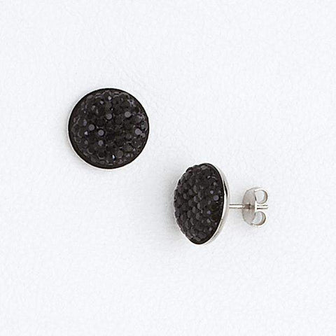 Black Stud Earrings Aged White Gold Filled & Druzy Gemstones