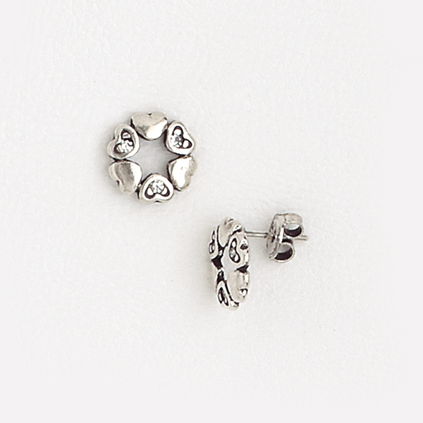 Hearts Earrings in White Gold Filled with Gemstones