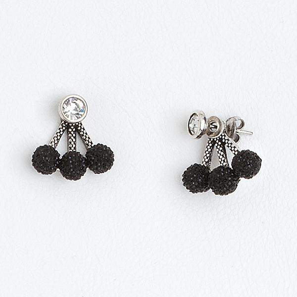 Earrings Jacket/Cuff in Aged White Gold Filled & Druzy Gemstone