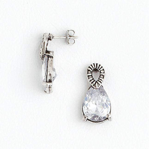 Drop Earrings in Aged White Gold Filled with Cubic Gemstones