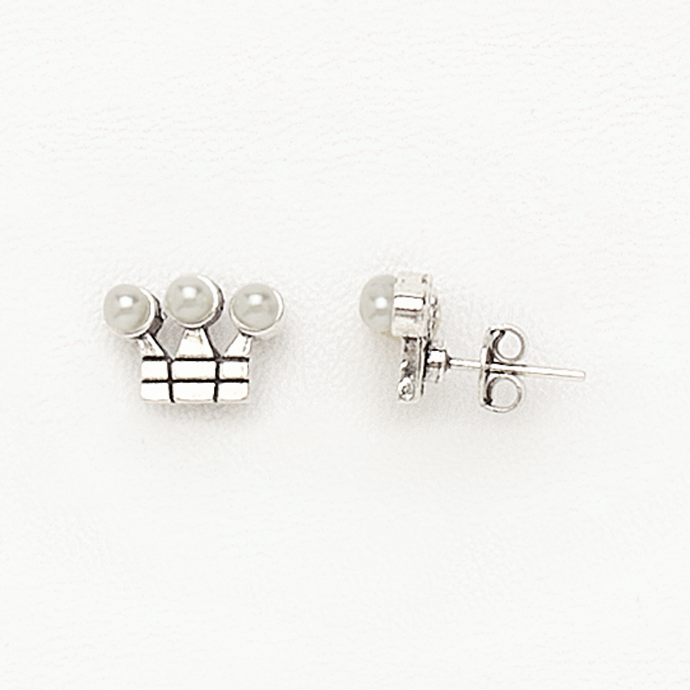 Crow Earrings in White Gold Filled with Pearls
