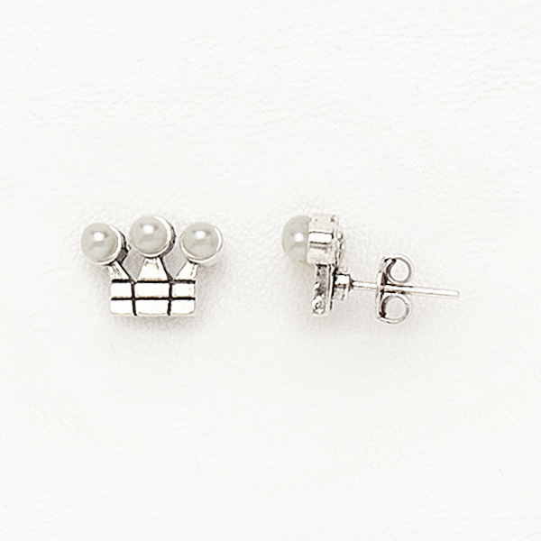 Crow Earrings in White Gold Filled with Pearls