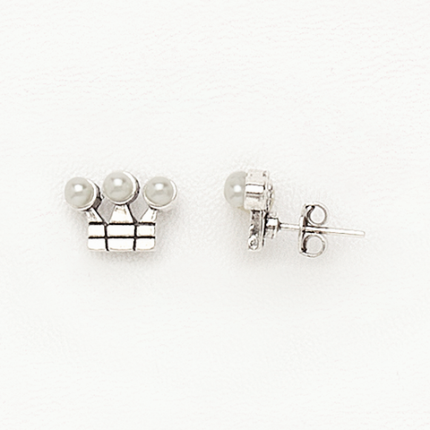 Crow Earrings in White Gold Filled with Pearls