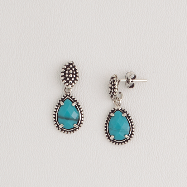 Earrings in White Gold Filled with Turquoise Gemstones