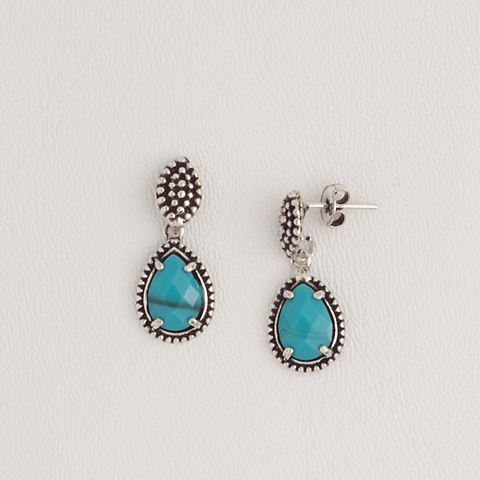 Earrings in White Gold Filled with Turquoise Gemstones