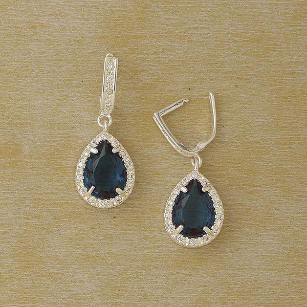 Zircon Drop Earrings in Plated Silver with Gemstones