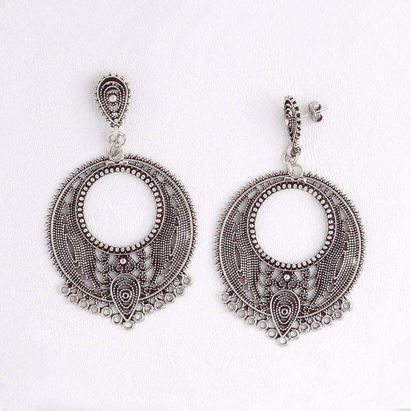 Arabic Dangle Earrings in Aged White Gold Filled