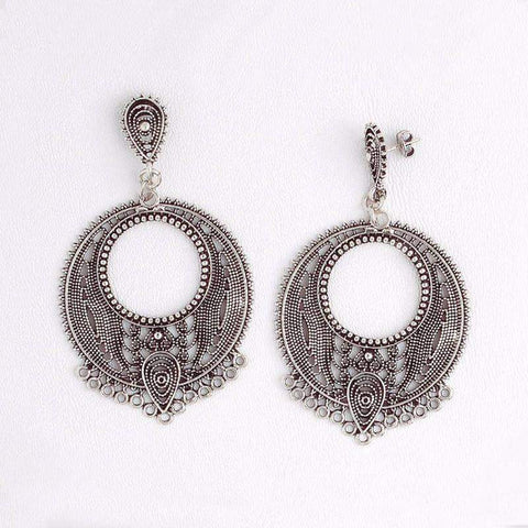 Arabic Dangle Earrings in Aged White Gold Filled