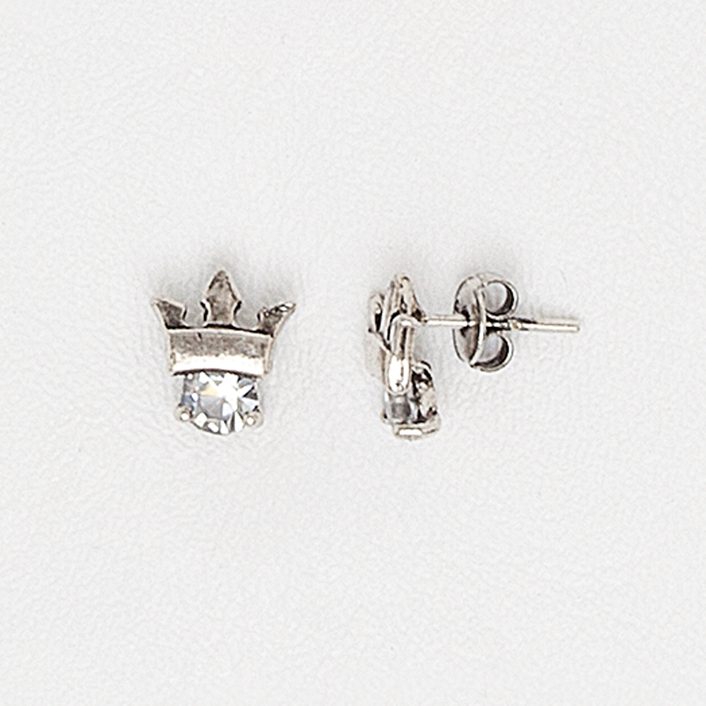 Crow Earrings in White Gold Filled with Gemstone