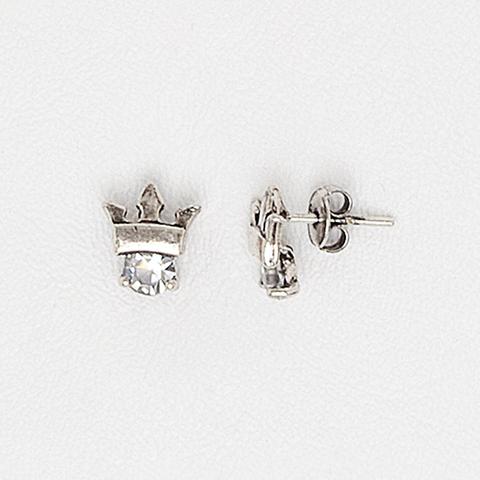 Crow Earrings in White Gold Filled with Gemstone