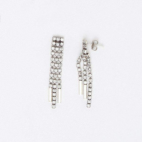 Lady Glam Earrings in White Gold Filled & Gemstone