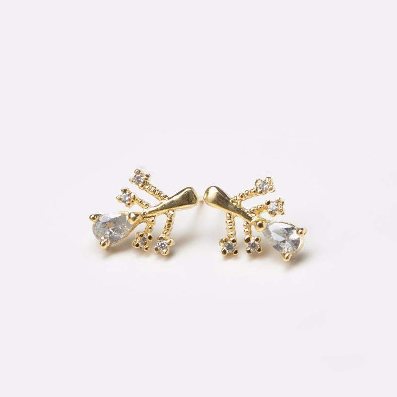 Brooches Earrings in Gold Filled with Gemstones